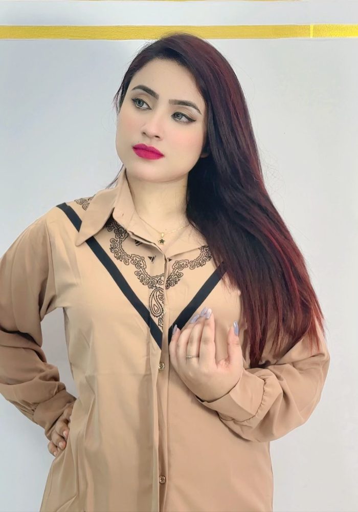 Elegant red georgette women’s free size top with black stylish front detailing
