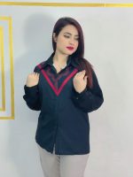 Elegant red georgette women’s free size top with red stylish front detailing