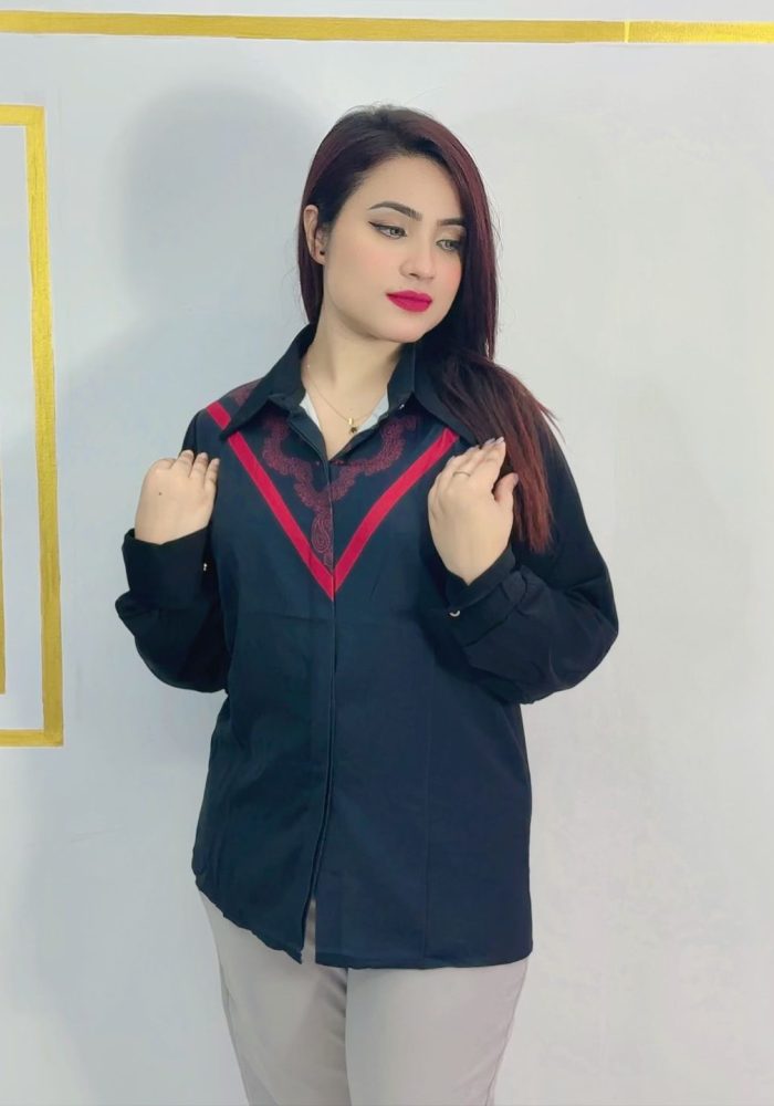 Elegant red georgette women’s free size top with red stylish front detailing