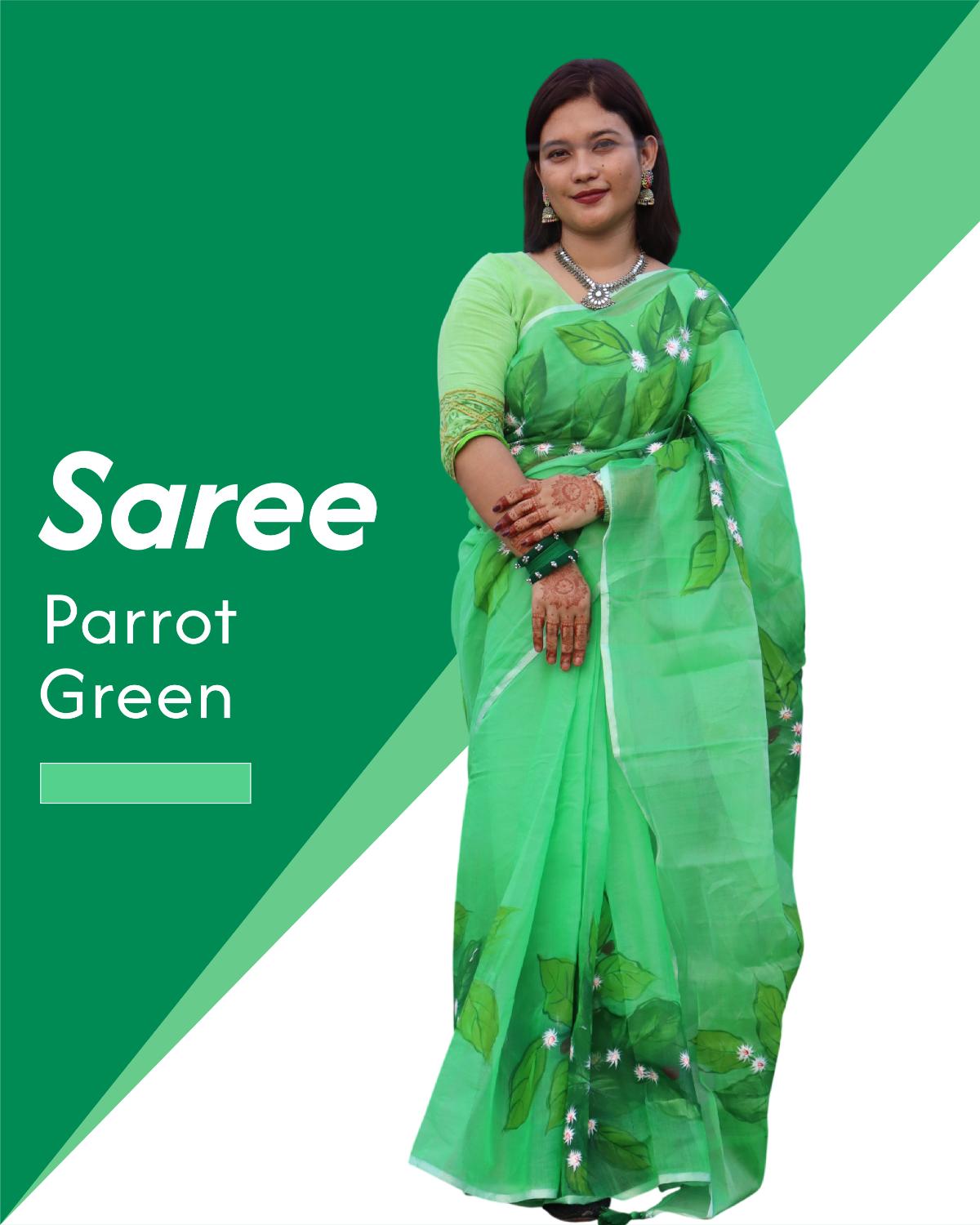 SHO-SH1-FEJJO15 Hand-painted-pure-muslin-saree - Image 1